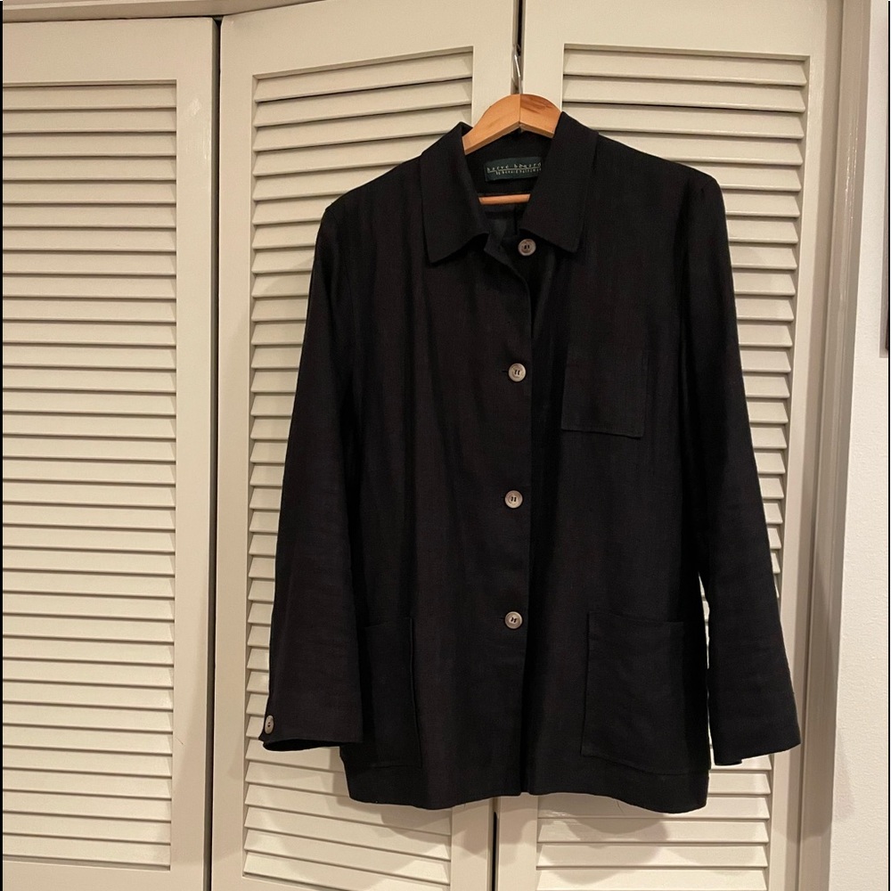 Harvé Bernard Black Linen Jacket. Plus size 20 (1x)